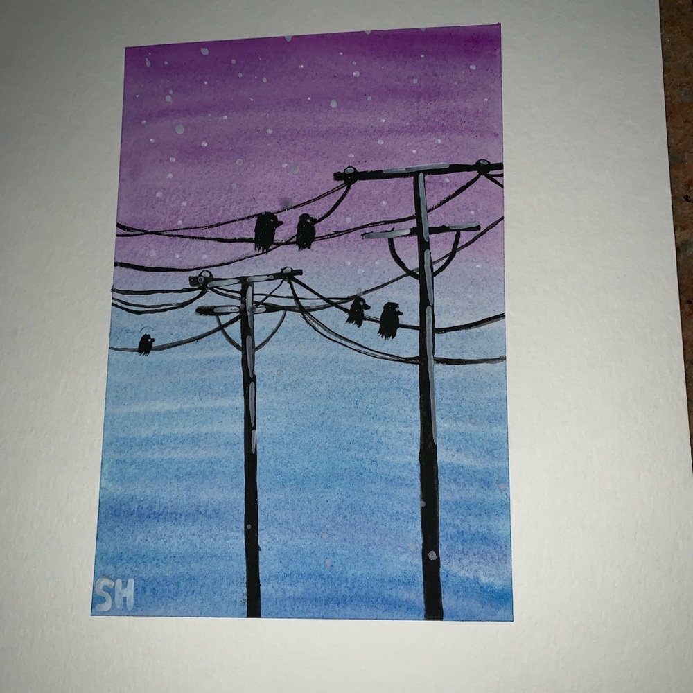 Watercolor Sunset Painting